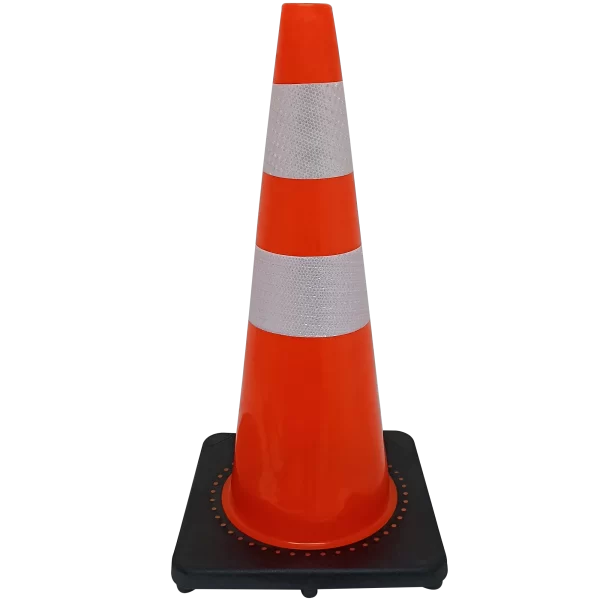 CONO 28" NARANJA CON DOBLE CINTA REFLECTIVA